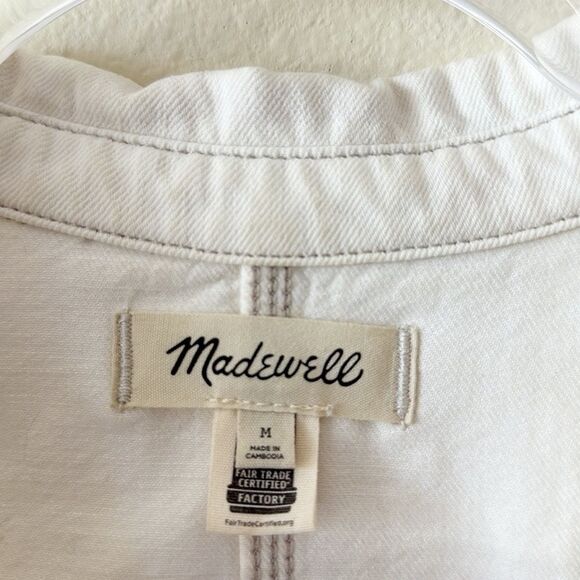 Madewell Denim Pleated Cropped Button Up Shirt Jacket - Picture 13 of 15